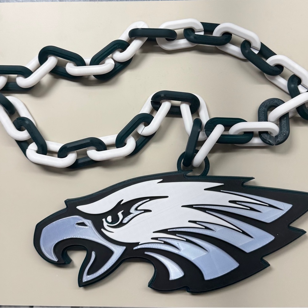 Eagles Themed Chain Necklace - Black and White